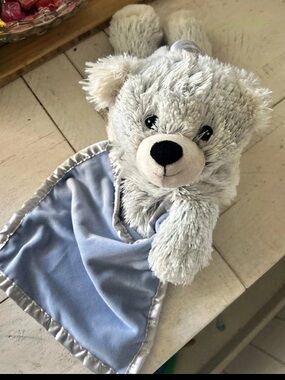 Warmies Marshmallow Bear Security Blankie Gray & Blue
